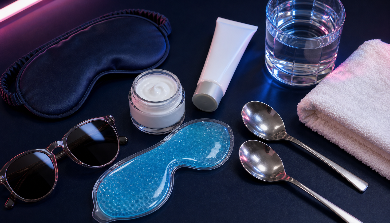 Cold spoons gel eye mask eye cream sunscreen sunglasses water and sleep mask for dark circles under eyes tips